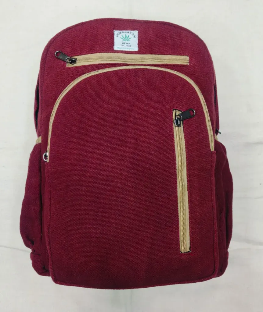 Pure Hemp Backpack – Red colour – Front view