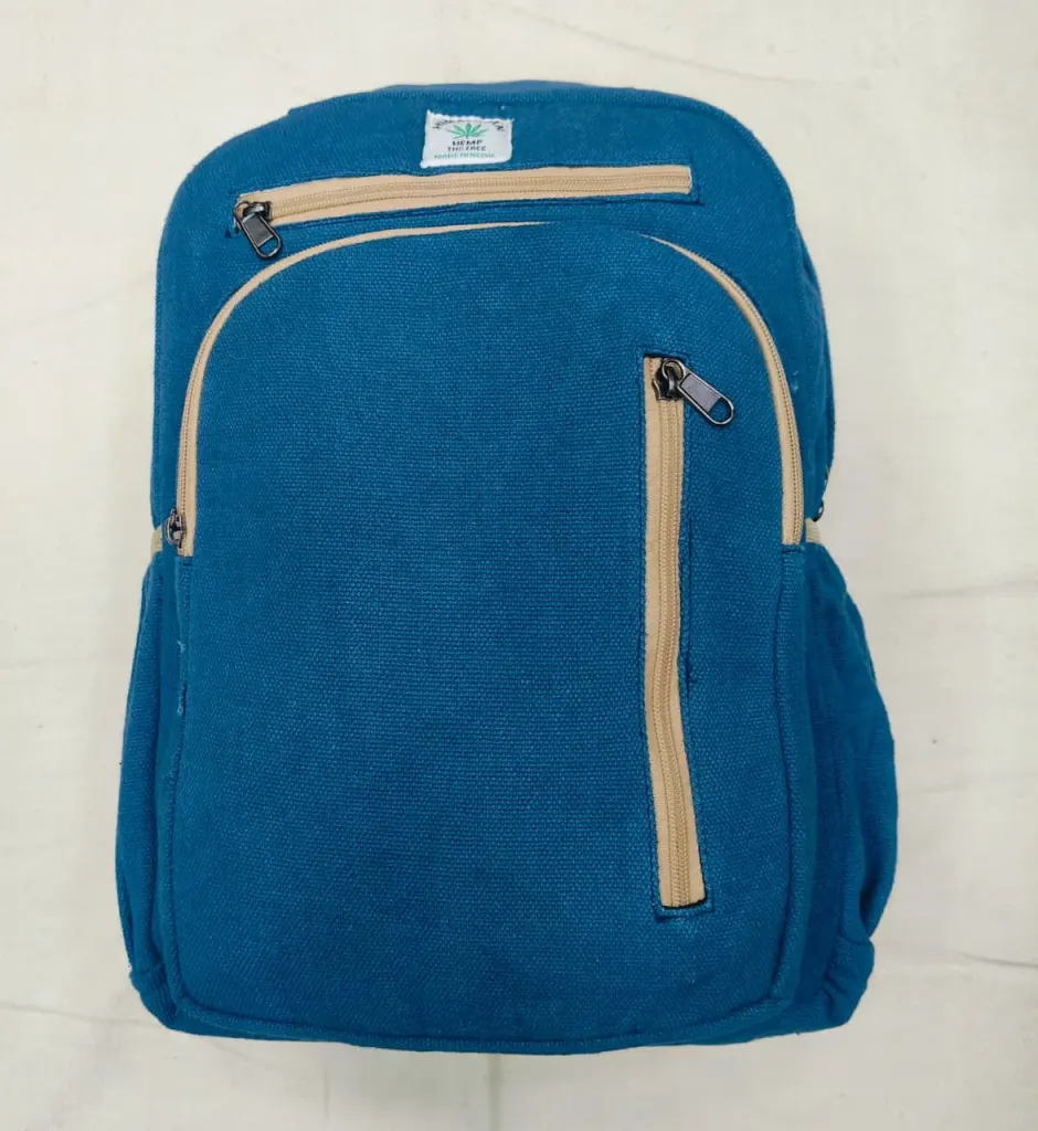 Pure Hemp Backpack – Blue colour-Front view