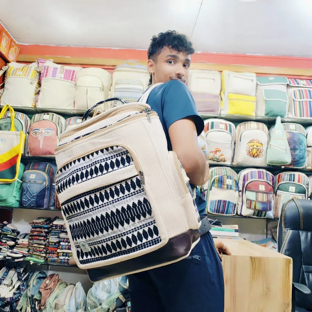 YUBI Hemp Backpack – Handcrafted with Hemp & Silk Thread – Eco-Friendly & Sustainable